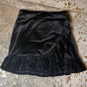 Black velvet ruffle skirt